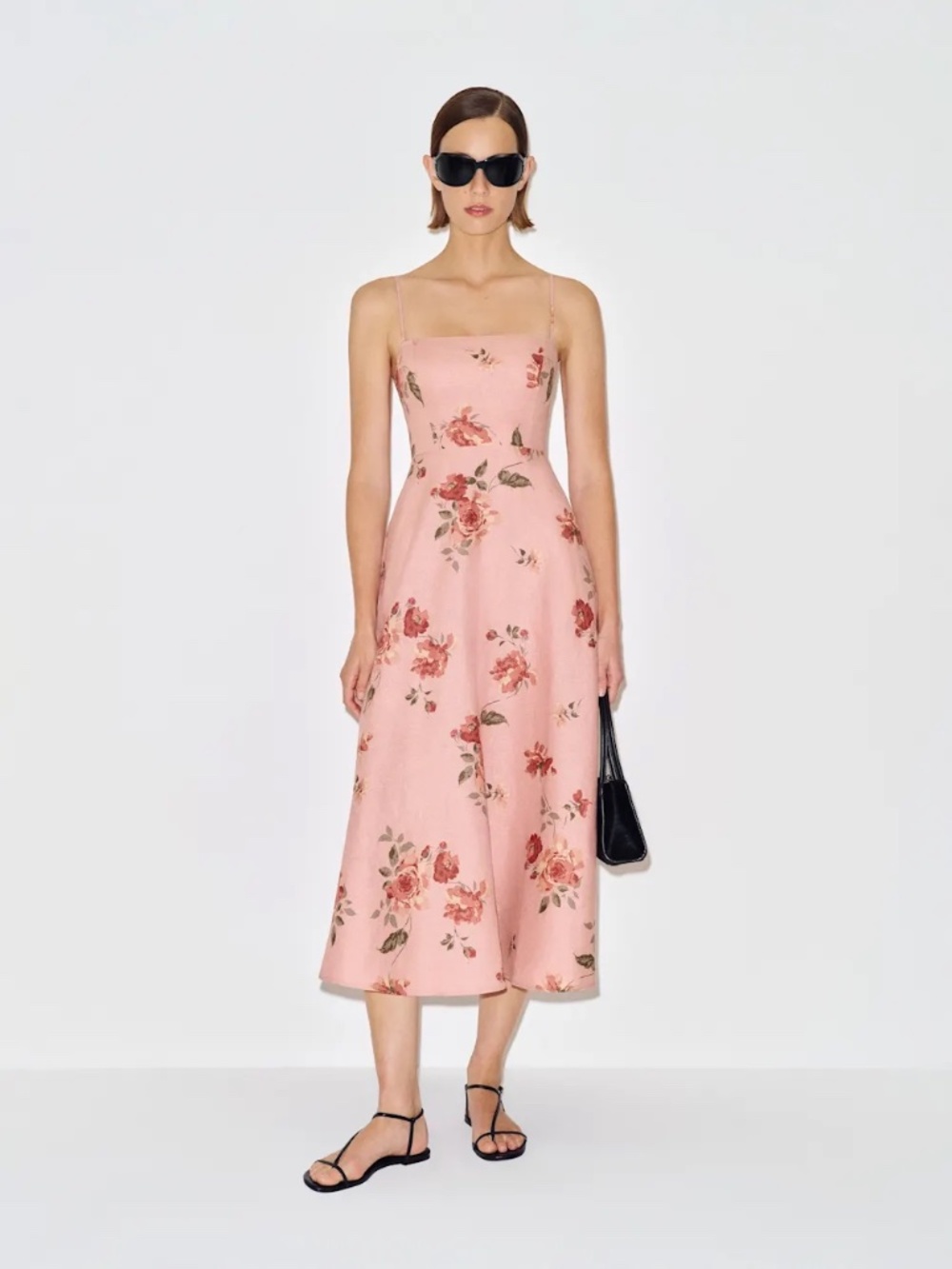 Reformation Monette Linen Dress in Rose Serenade